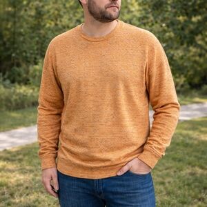 Jack & Jones Mens XL Textured Knit Pullover Crewneck Orange Sweater